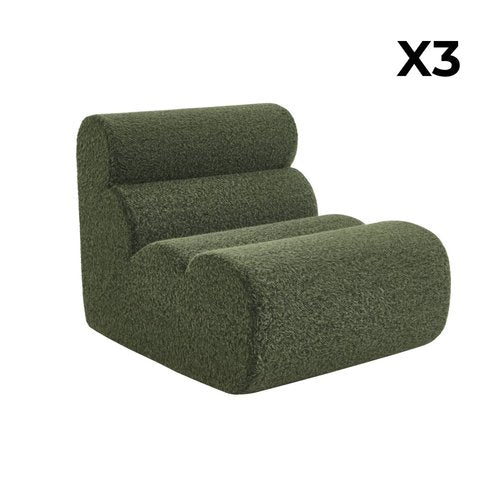 Chauffeuse Compressé Kaki modulable 3 place tissu effet alpaca - Nova