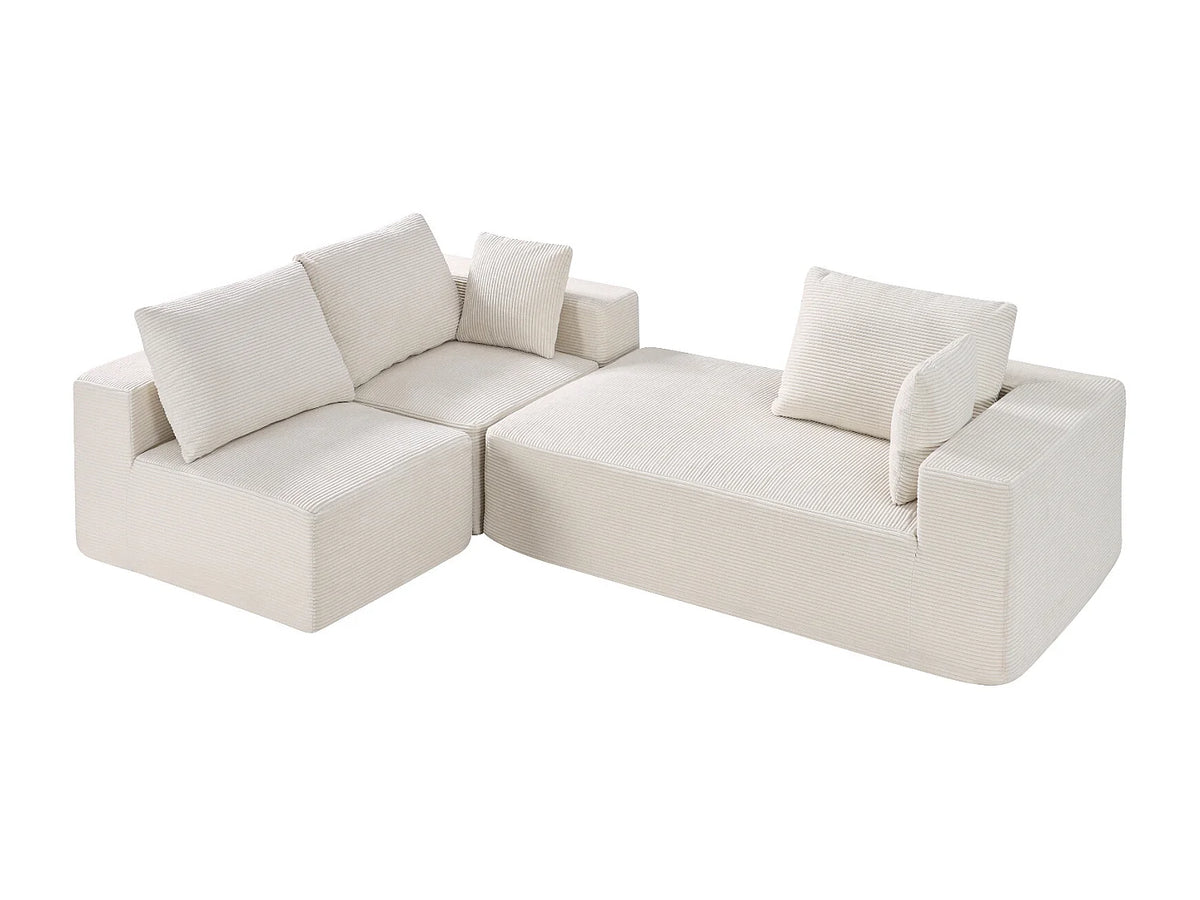 Canapé Compressé d'Angle Modulable 3 places Beige en Tissu - Succebuy