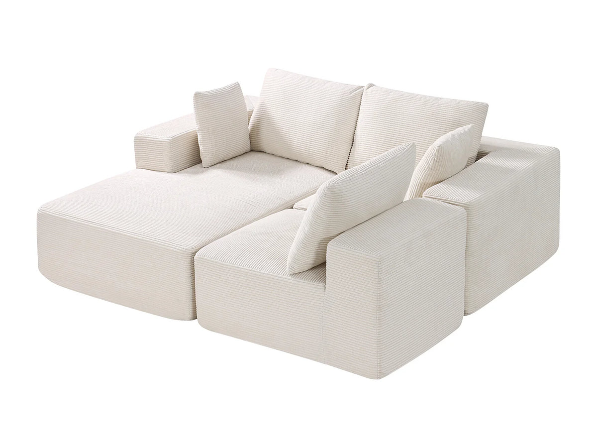Canapé Compressé d'Angle Modulable 3 places Beige en Tissu - Succebuy