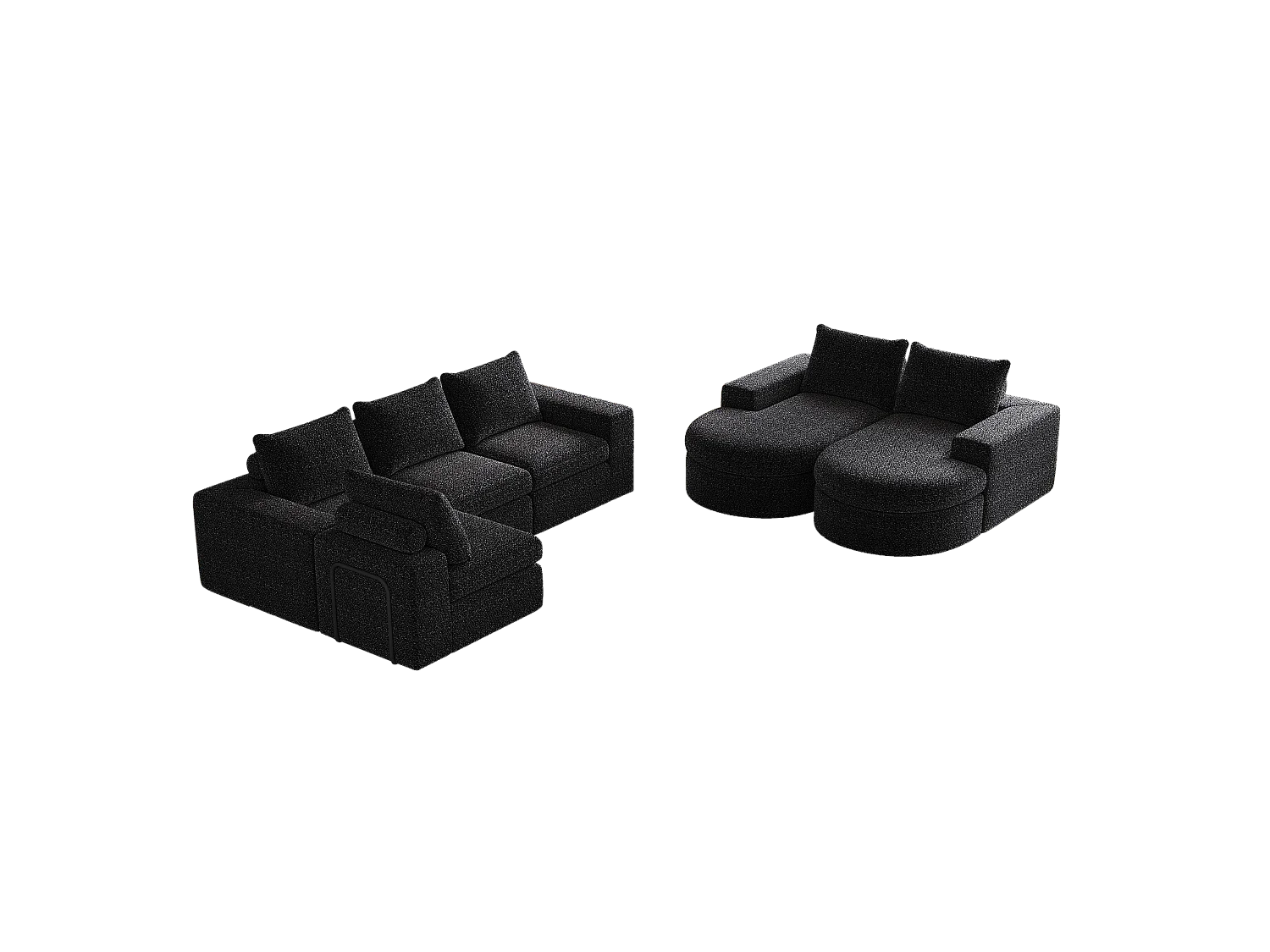 Canapé Compressé Modulable 6 places Noir en Tissu chenille - LVHOM