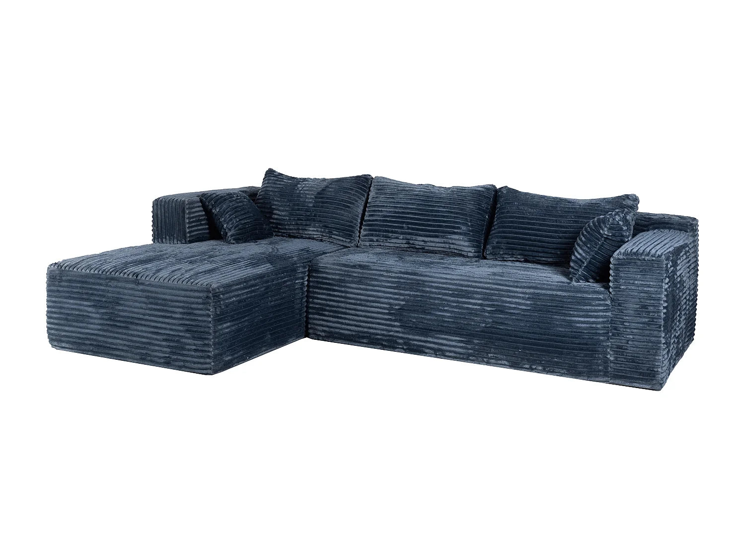 Canapé Compressé d'Angle Modulable 5 places Bleu en Velours côtelé - LVHOM