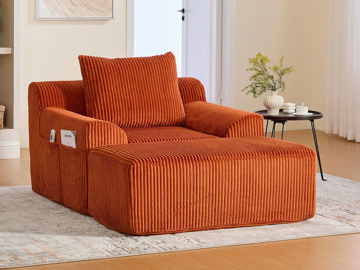 Fauteuil Compressé 1 place Orange en Velours côtelé - LVHOM