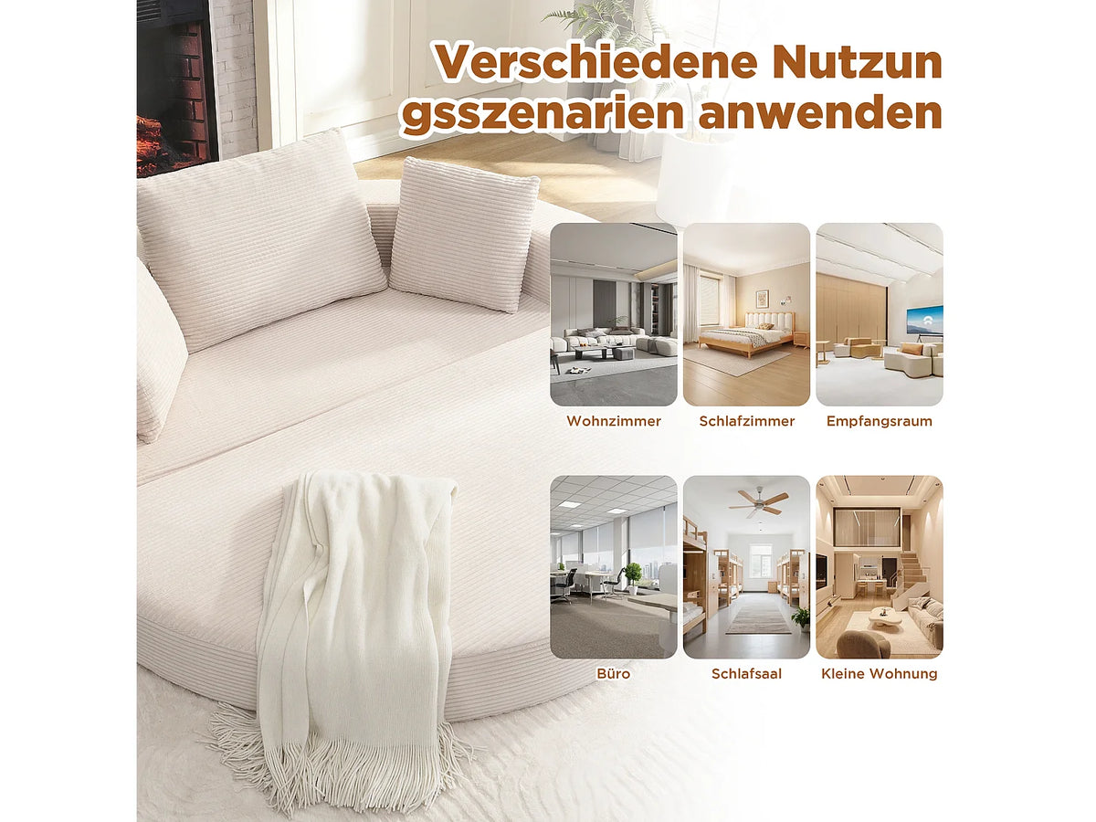 Canapé Compressé Modulable Convertible 2 places Beige en Velours - LVHOM
