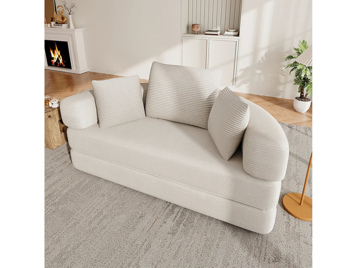 Canapé Compressé Modulable Convertible 2 places Beige en Velours - LVHOM