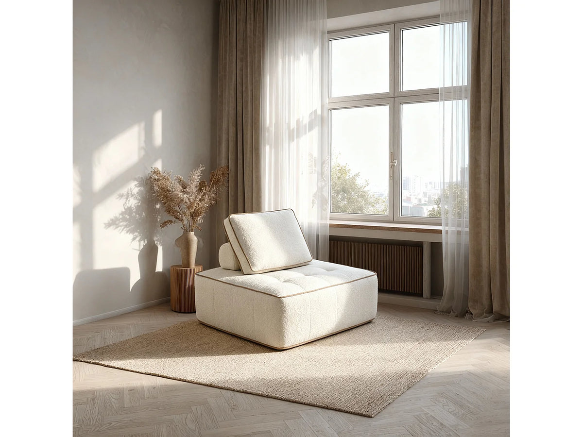 Fauteuil Compressé 1 place Beige en Tissu - Zen