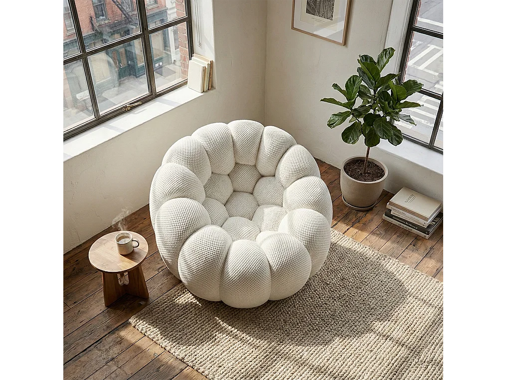 Fauteuil Compressé 1 place Beige en Tissu - Cocoon