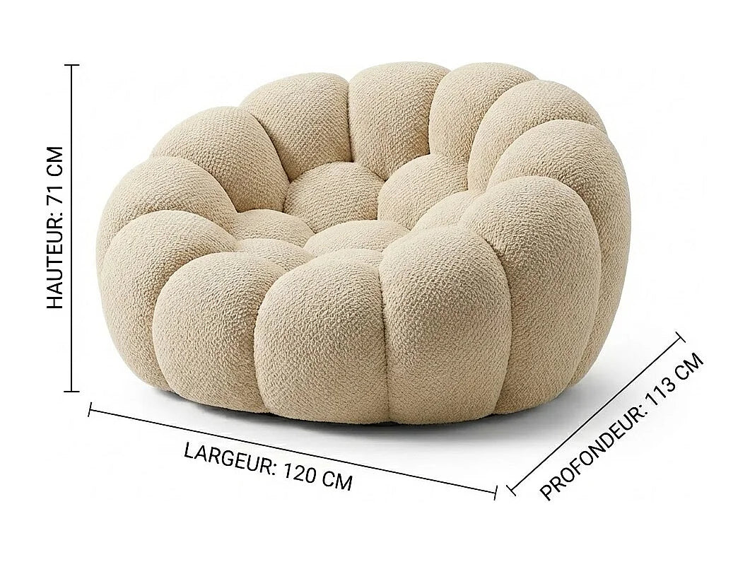 Fauteuil Compressé 1 place Beige en Tissu - Cocoon