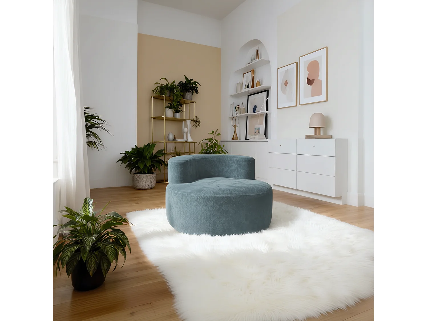 Fauteuil Compressé 1 place Beige en Tissu - Milo