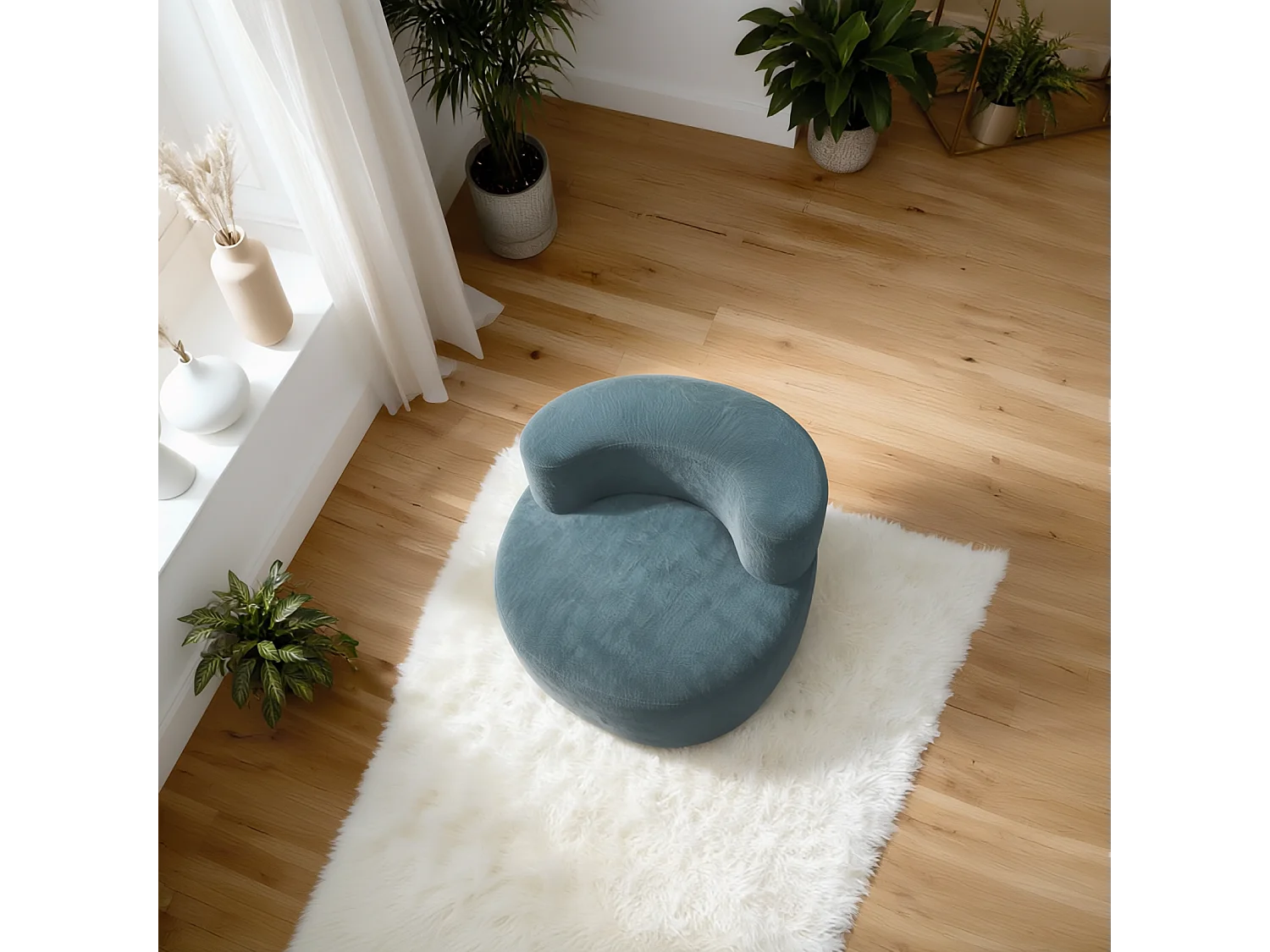 Fauteuil Compressé 1 place Beige en Tissu - Milo