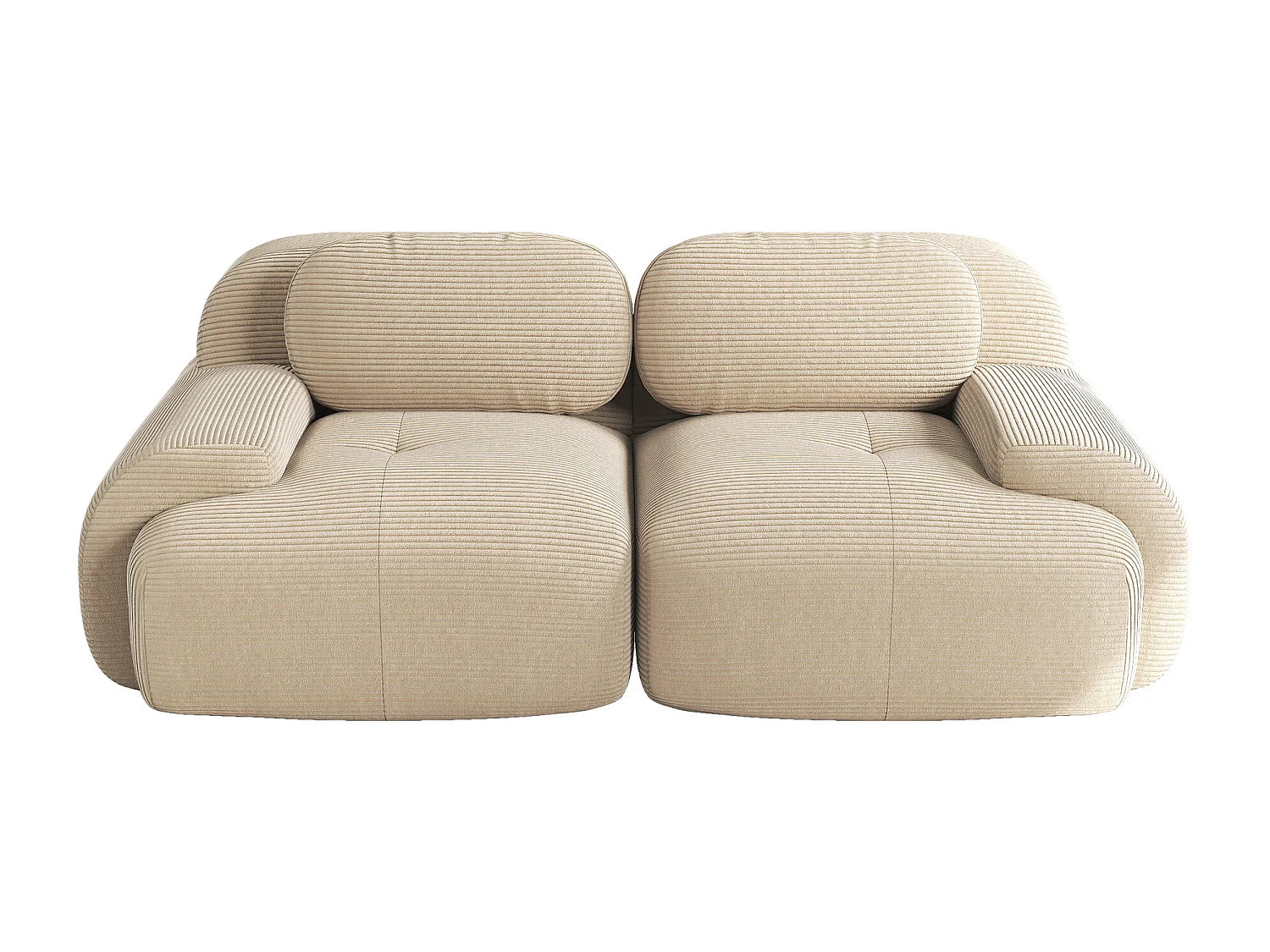 Canapé Compressé Modulable 2 places Beige en Velours côtelé - LVHOM