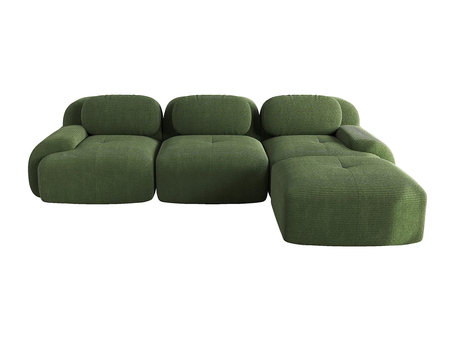 Canapé Compressé d'Angle 3 places Vert en Velours côtelé - LVHOM