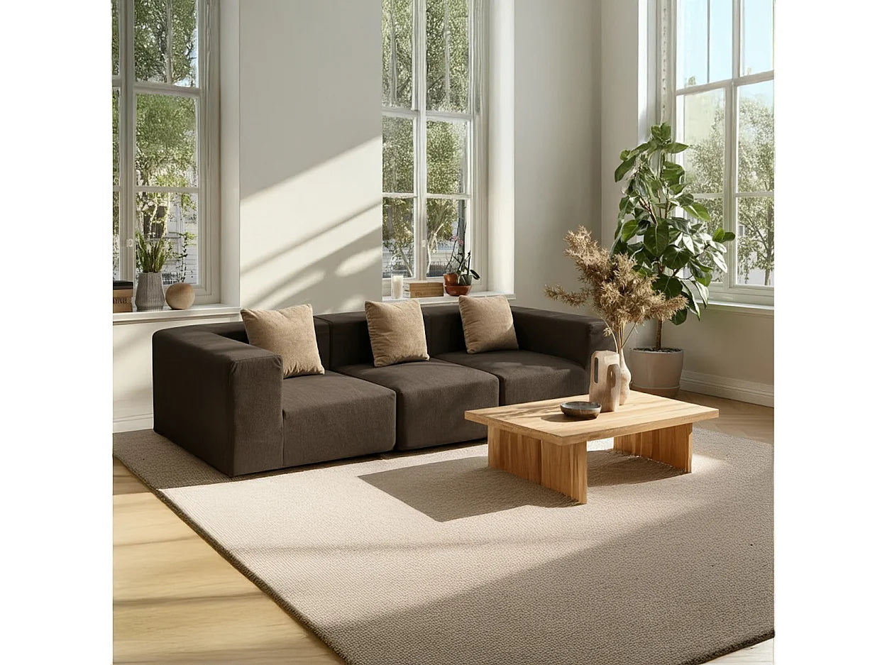 Canapé Compressé 3 places Chocolat & beige en Flanelle - Pure