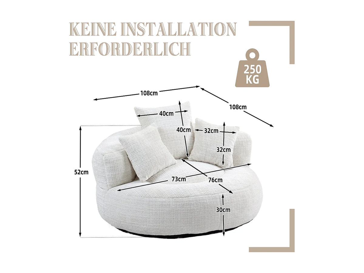 Canapé Compressé 1 place Beige en Tissu - LVHOM