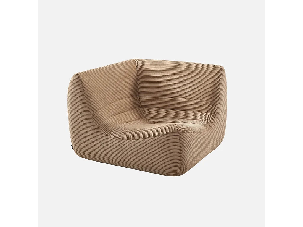 Canapé Compressé d'Angle Modulable 5 places Beige en Velours côtelé - Sokol