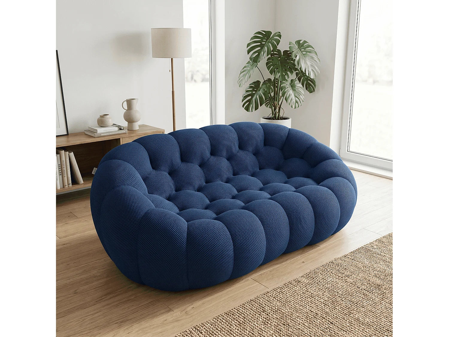 Canapé Compressé 2 places Bleu minuit en Tissu - Cocoon