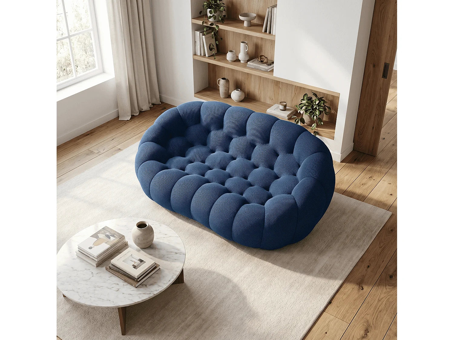 Canapé Compressé 2 places Bleu minuit en Tissu - Cocoon