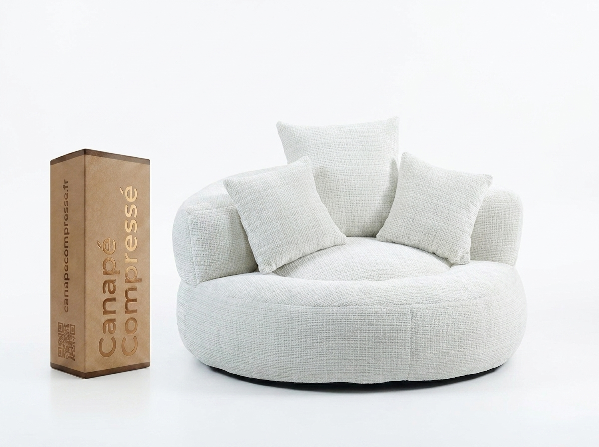 Canapé Compressé 1 place Beige en Tissu - LVHOM
