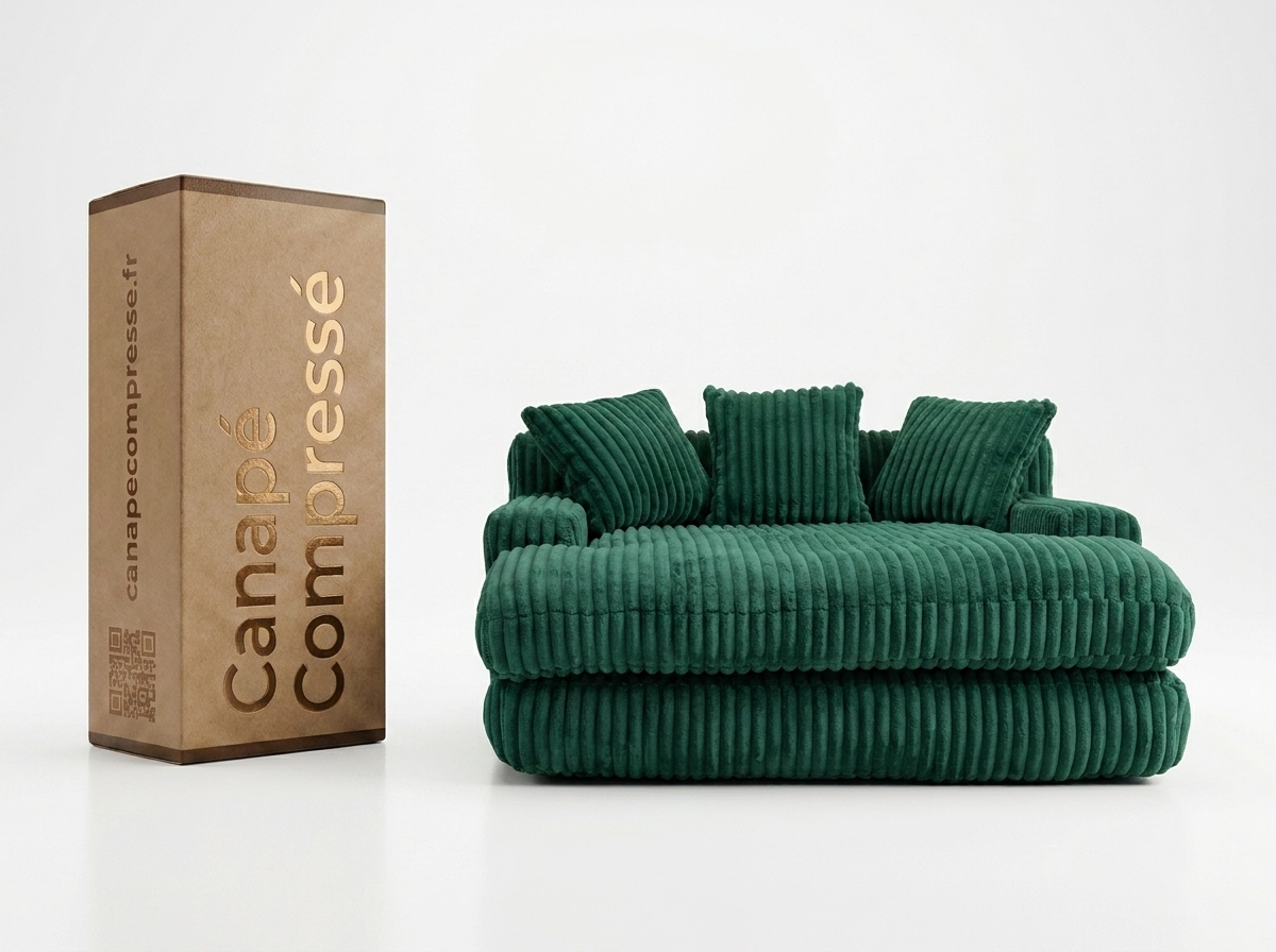 Canapé Compressé 2 places Vert en Velours côtelé - LVHOM