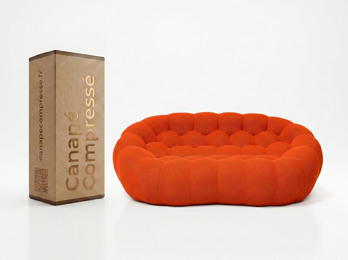 Canapé BUBBLE Compressé 2 places Orange en Tissu - Cocoon