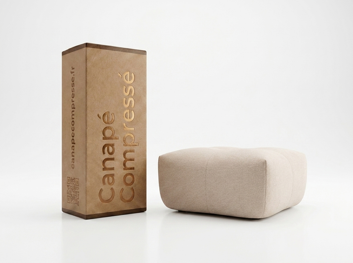 Pouf Compressé Beige - Alba