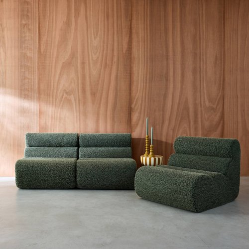 Chauffeuse Compressé Kaki modulable 3 place tissu effet alpaca - Nova