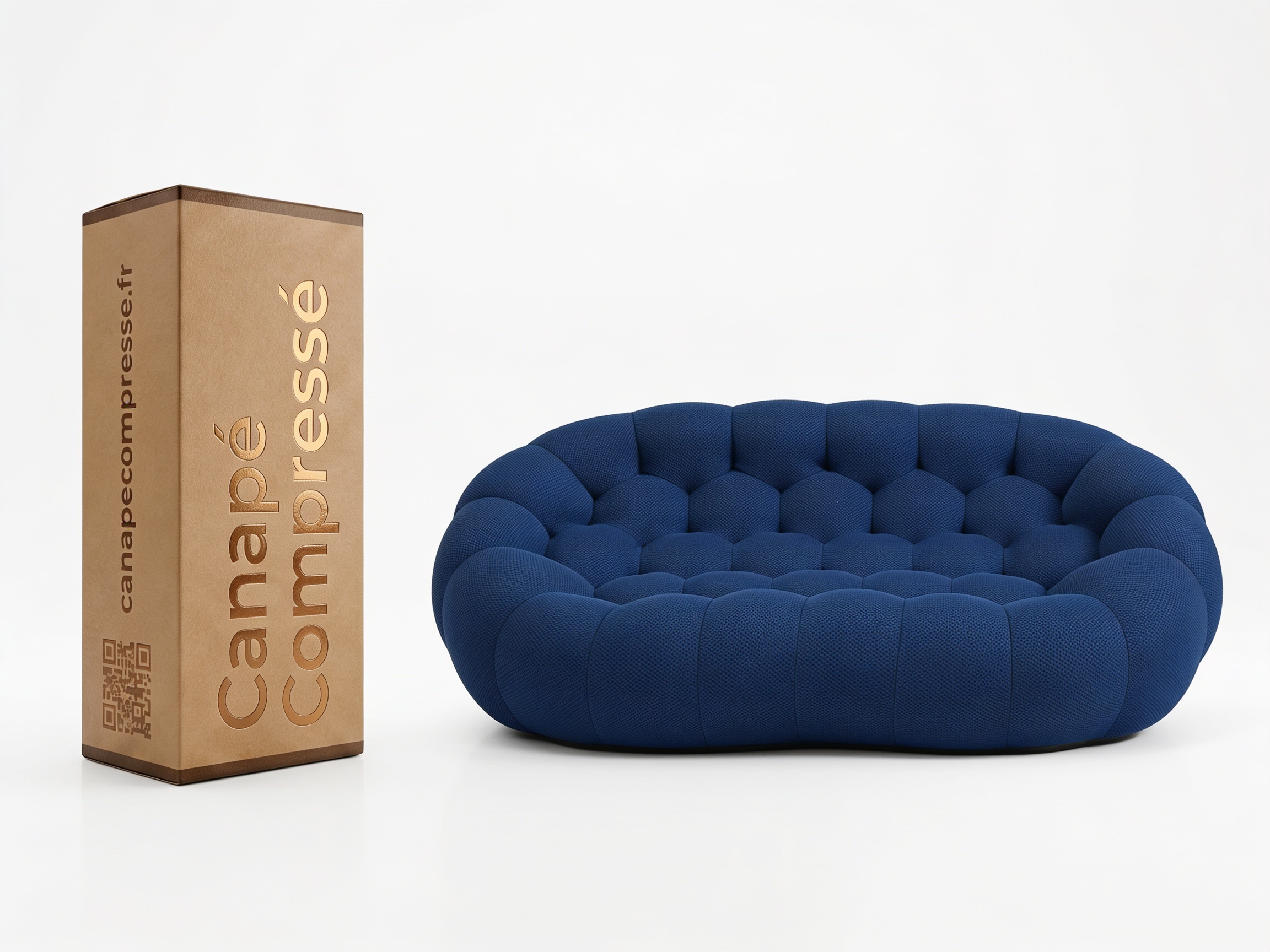 Canapé Compressé Bubble 2 places Bleu minuit en Tissu - Cocoon