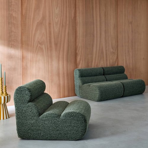 Chauffeuse Compressé Kaki modulable 3 place tissu effet alpaca - Nova