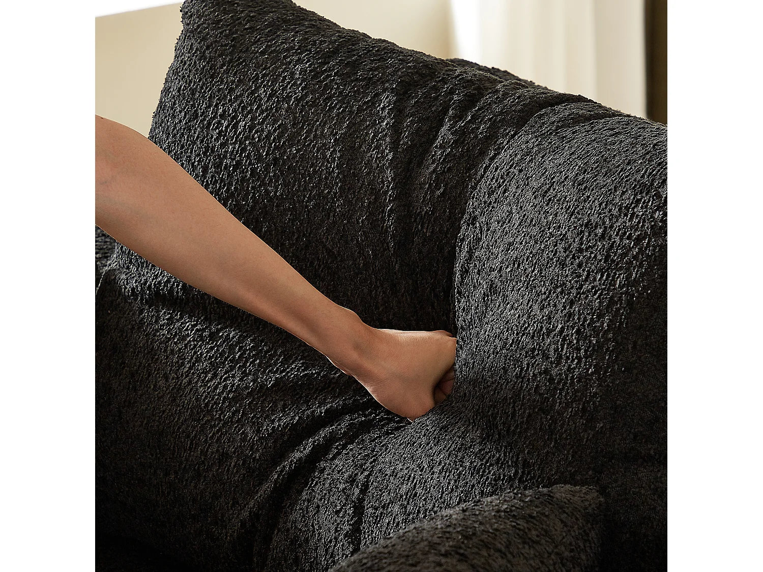 Canapé Compressé Modulable 6 places Noir en Tissu chenille - LVHOM