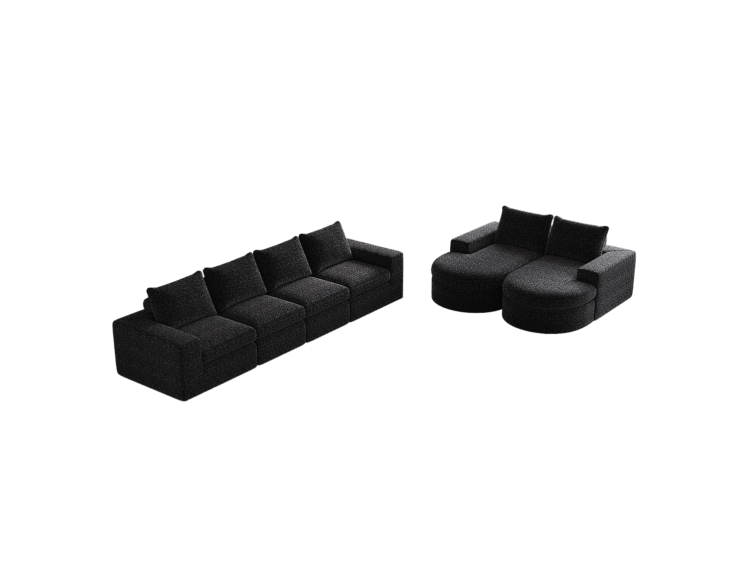 Canapé Compressé Modulable 6 places Noir en Tissu chenille - LVHOM