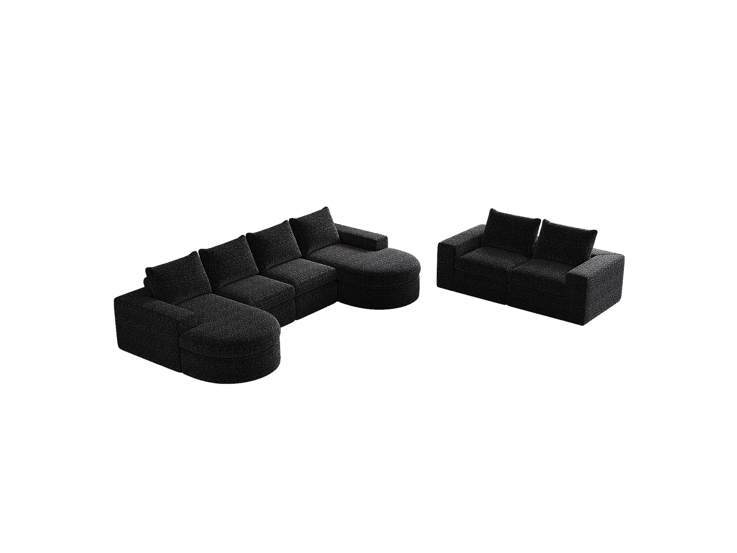 Canapé Compressé Modulable 6 places Noir en Tissu chenille - LVHOM