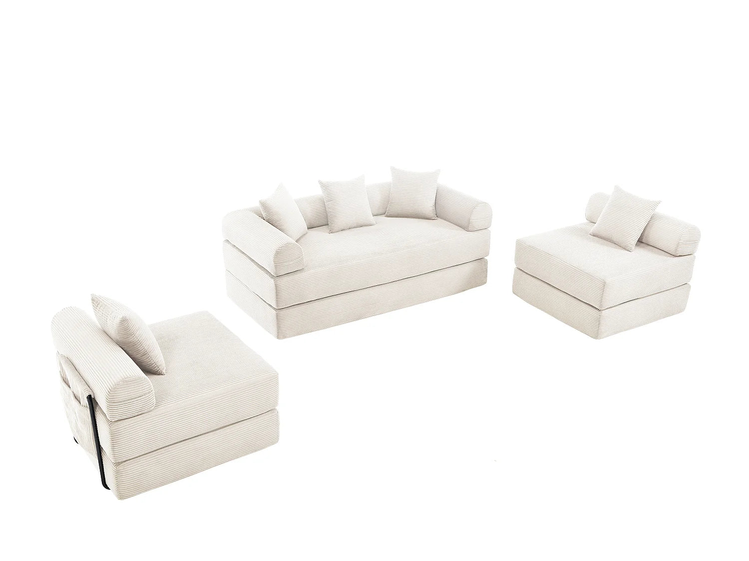 Canapé Compressé Modulable Convertible 5 places Gris en Tissu chenille - Kaleido