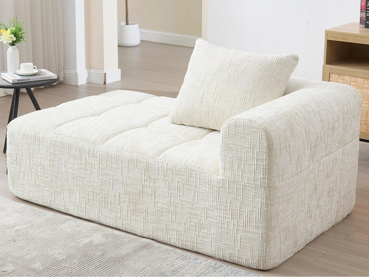 Canapé Compressé d'Angle 1 place Beige en Tissu chenille - LVHOM