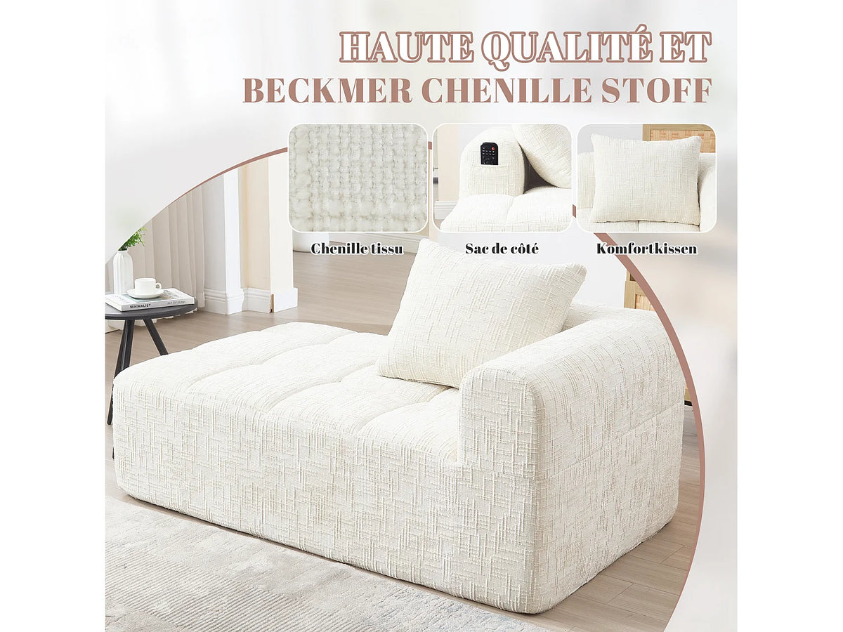 Canapé Compressé d'Angle 1 place Beige en Tissu chenille - LVHOM