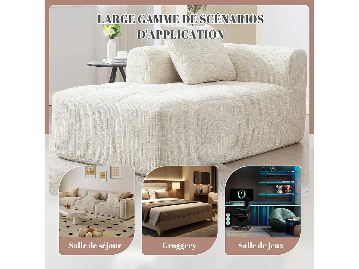 Canapé Compressé d'Angle 1 place Beige en Tissu chenille - LVHOM