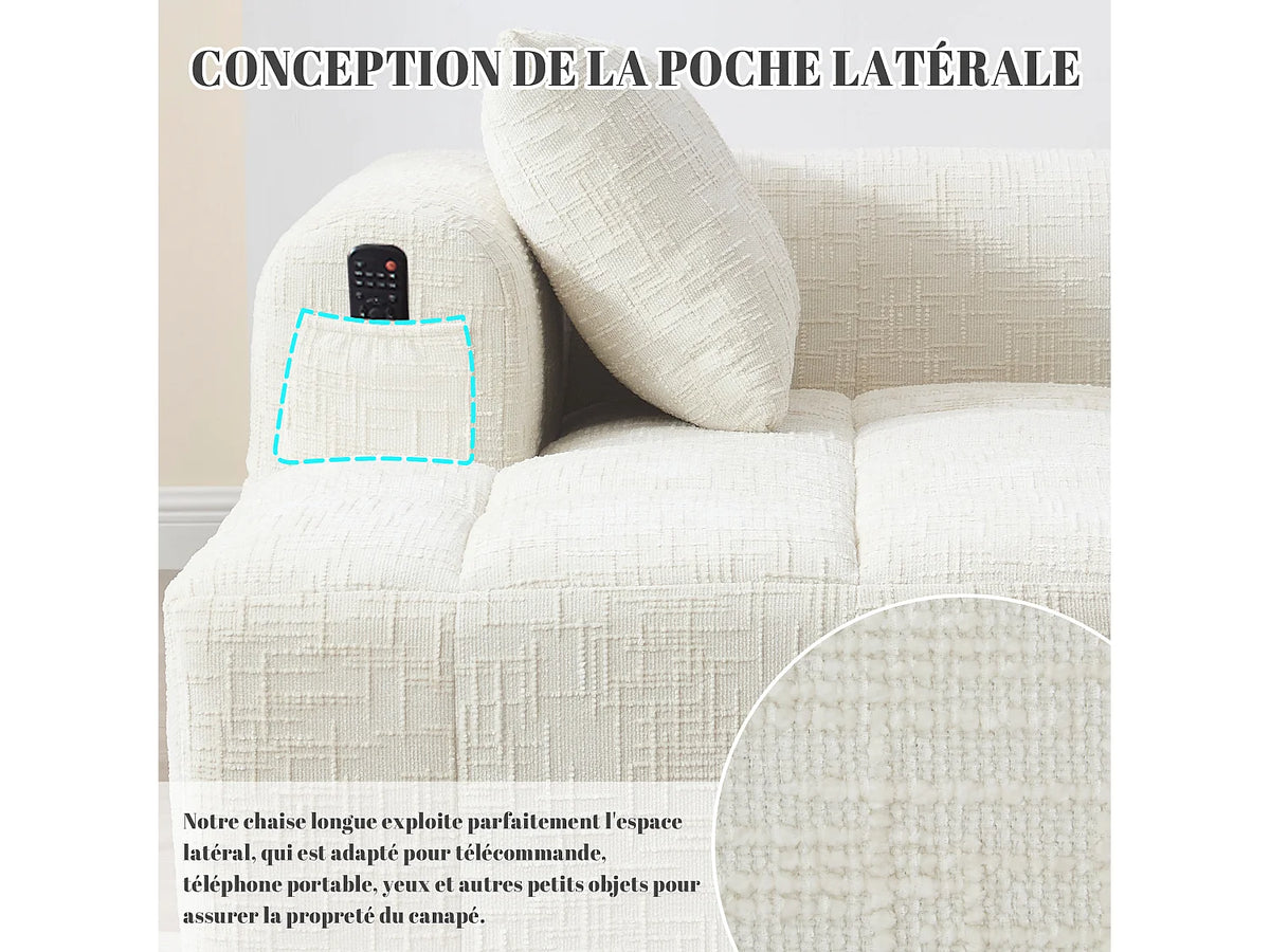 Canapé Compressé d'Angle 1 place Beige en Tissu chenille - LVHOM
