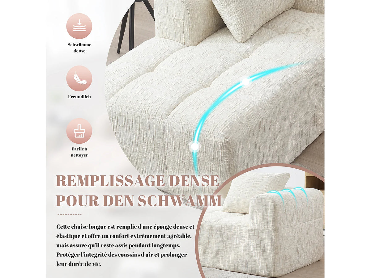 Canapé Compressé d'Angle 1 place Beige en Tissu chenille - LVHOM