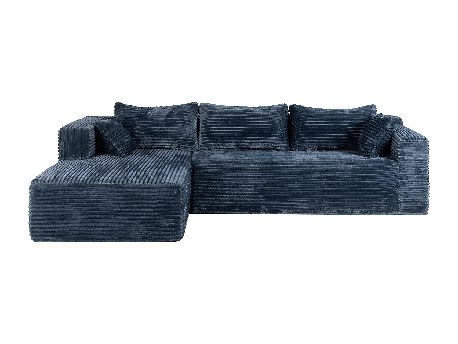 Canapé Compressé d'Angle Modulable 5 places Bleu en Velours côtelé - LVHOM