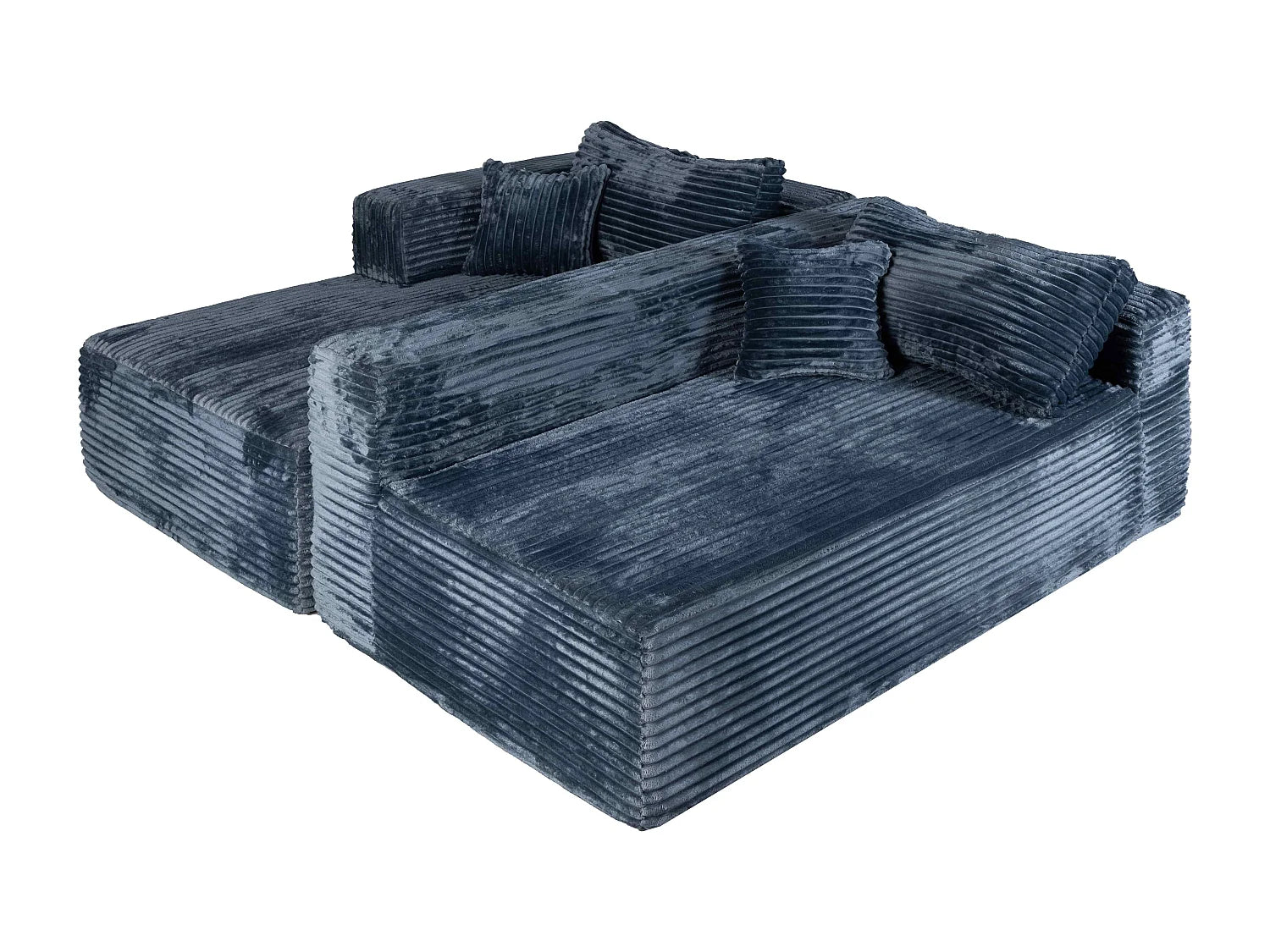 Canapé Compressé d'Angle Modulable 5 places Bleu en Velours côtelé - LVHOM