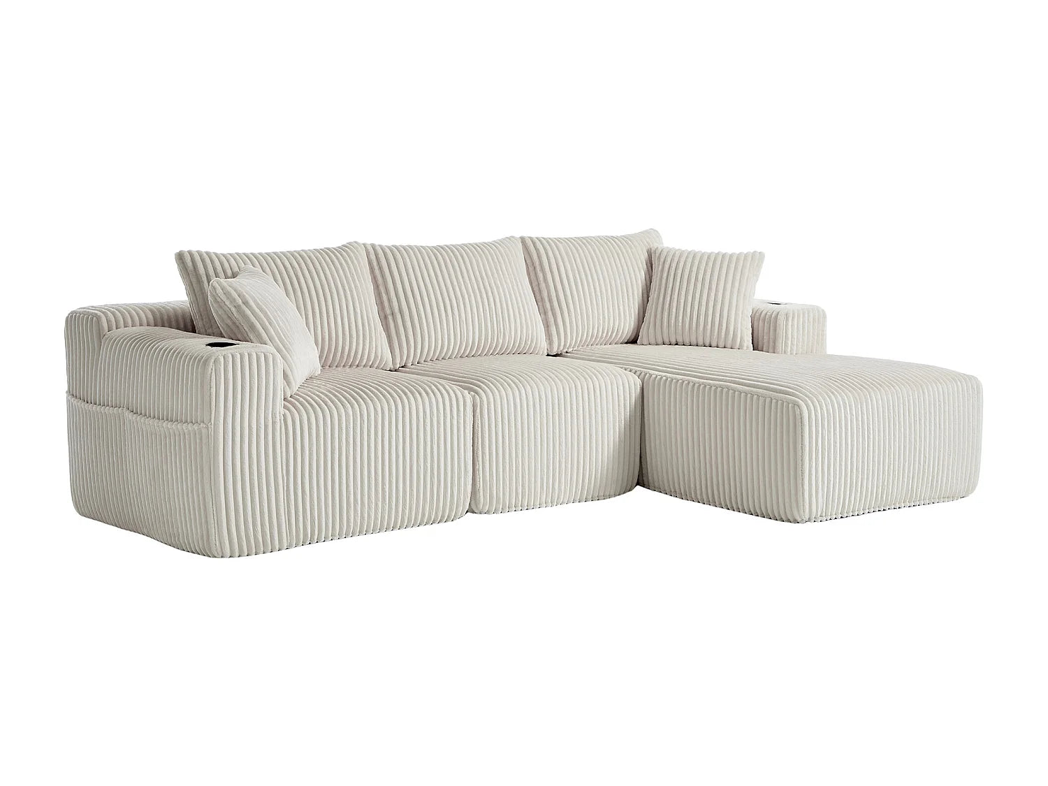 Canapé Compressé d'Angle Modulable Convertible 3 places Beige - LVHOM