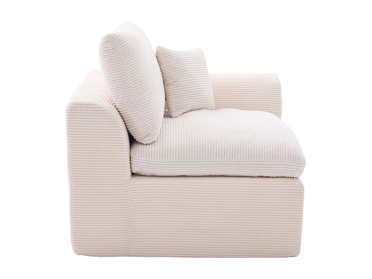 Fauteuil Compressé Modulable 1 place Beige en Velours côtelé - Câlin
