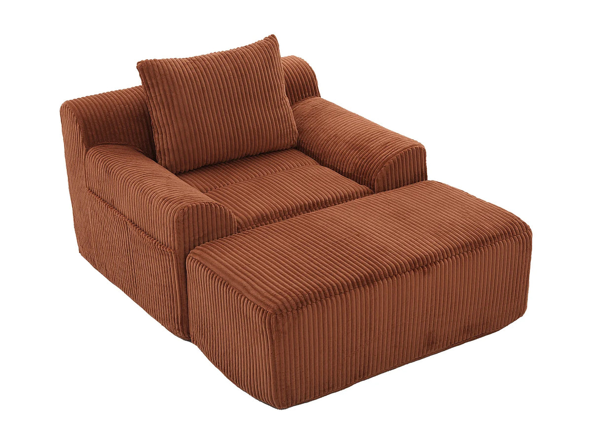 Fauteuil Compressé 1 place Orange en Velours côtelé - LVHOM