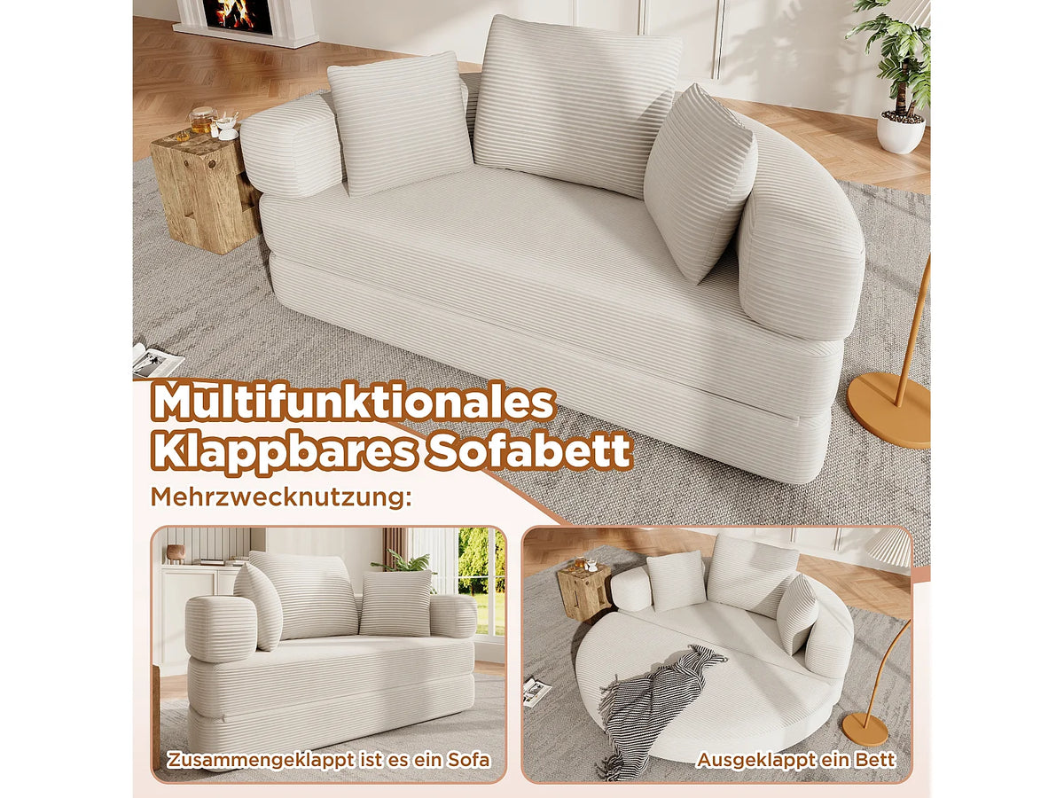 Canapé Compressé Modulable Convertible 2 places Beige en Velours - LVHOM
