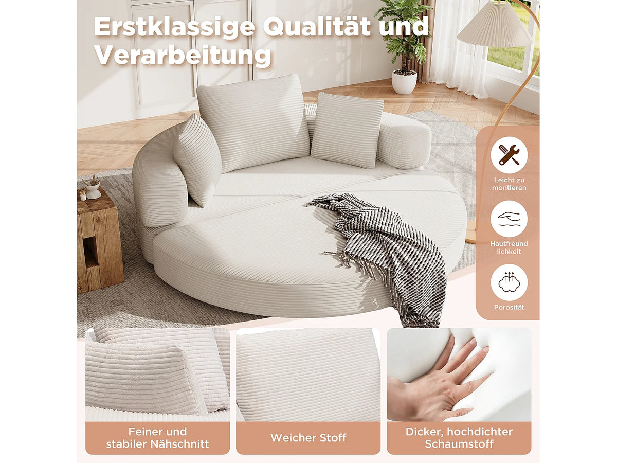 Canapé Compressé Modulable Convertible 2 places Beige en Velours - LVHOM