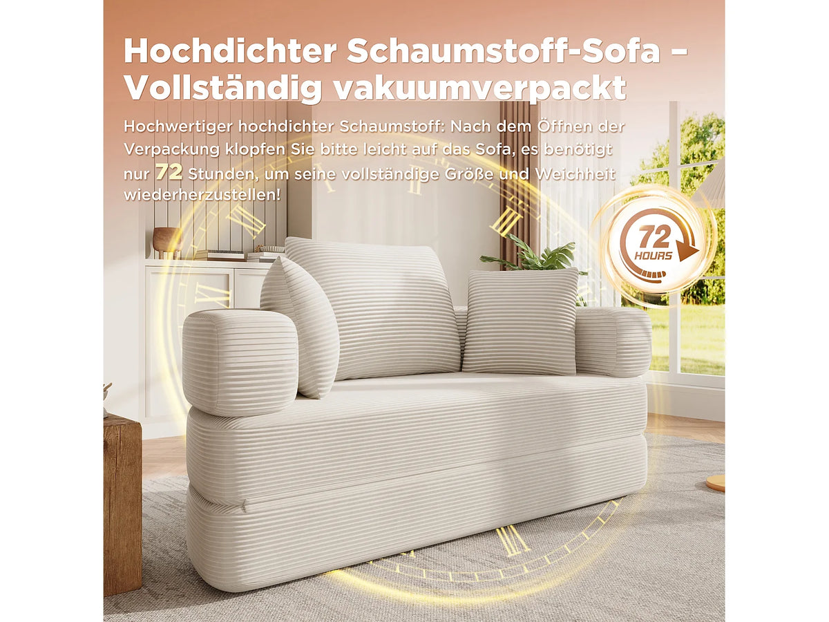 Canapé Compressé Modulable Convertible 2 places Beige en Velours - LVHOM