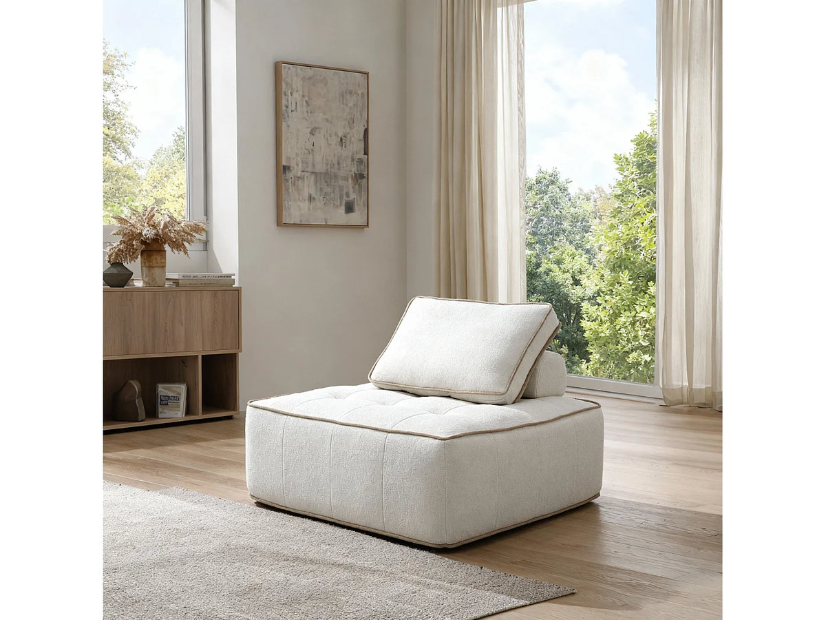 Fauteuil Compressé 1 place Beige en Tissu - Zen