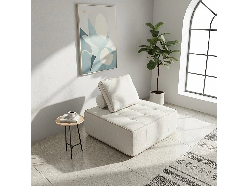 Fauteuil Compressé 1 place Beige en Tissu - Zen