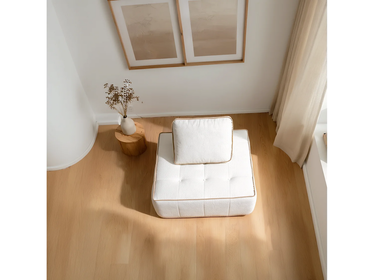 Fauteuil Compressé 1 place Beige en Tissu - Zen