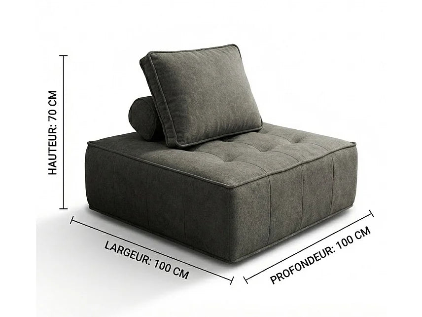 Fauteuil Compressé 1 place Beige en Tissu - Zen