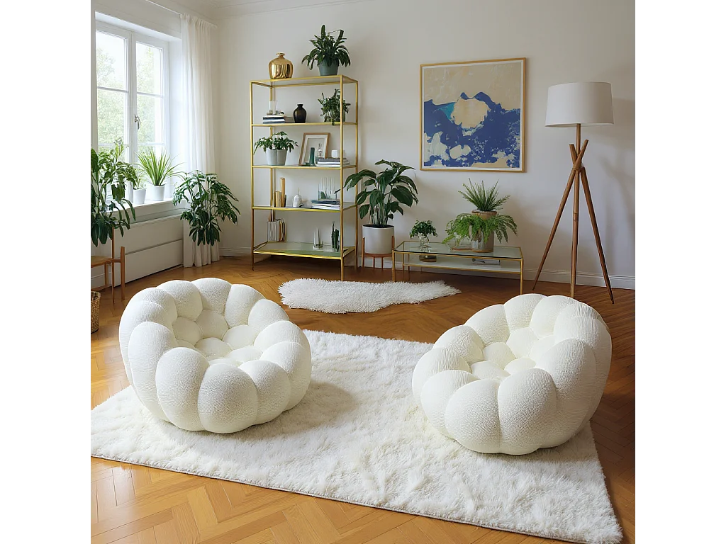 Fauteuil Compressé 1 place Beige en Tissu - Cocoon