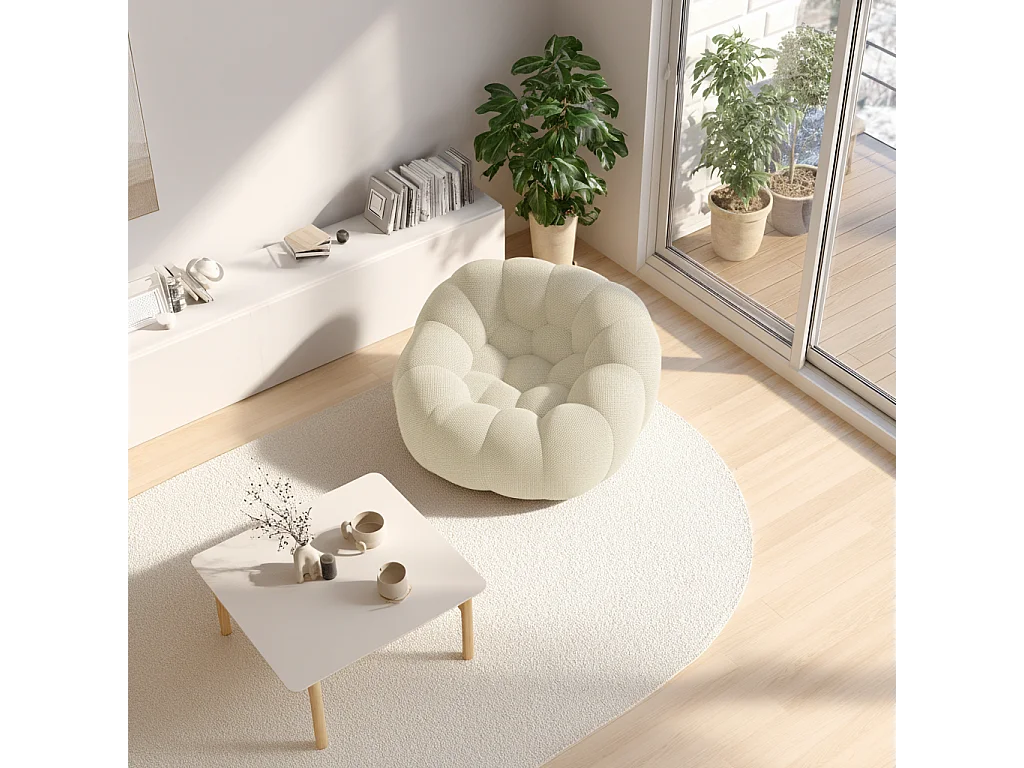 Fauteuil Compressé 1 place Beige en Tissu - Cocoon